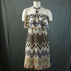 Judith March USA Dress Women's Large Strapless Chevron Stripe Geometric